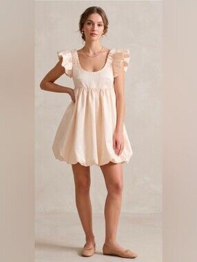 Elegant Cream Puff Mini Dress M NWOT